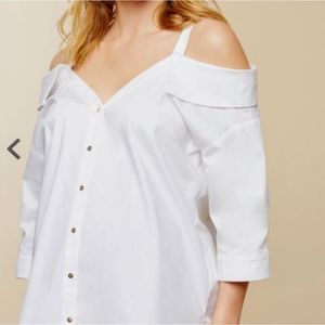 Motherhood Maternity Cold Shoulder Button Down Top